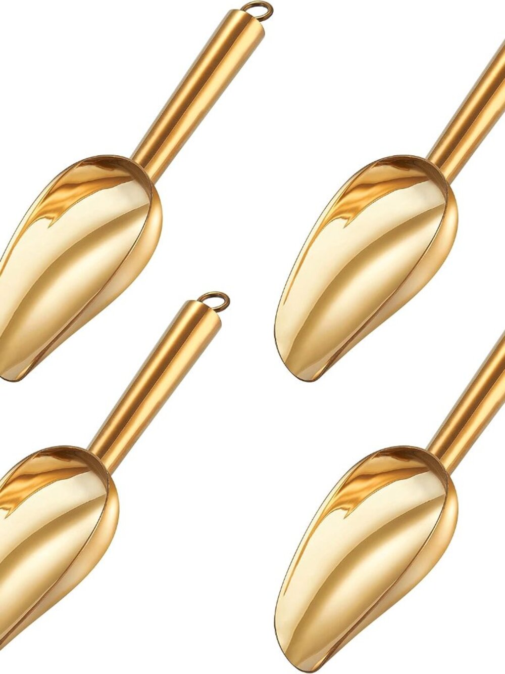 Mini Scoop Set of 4, 3 Oz Small Ice Canister Candy Scoops - Gold